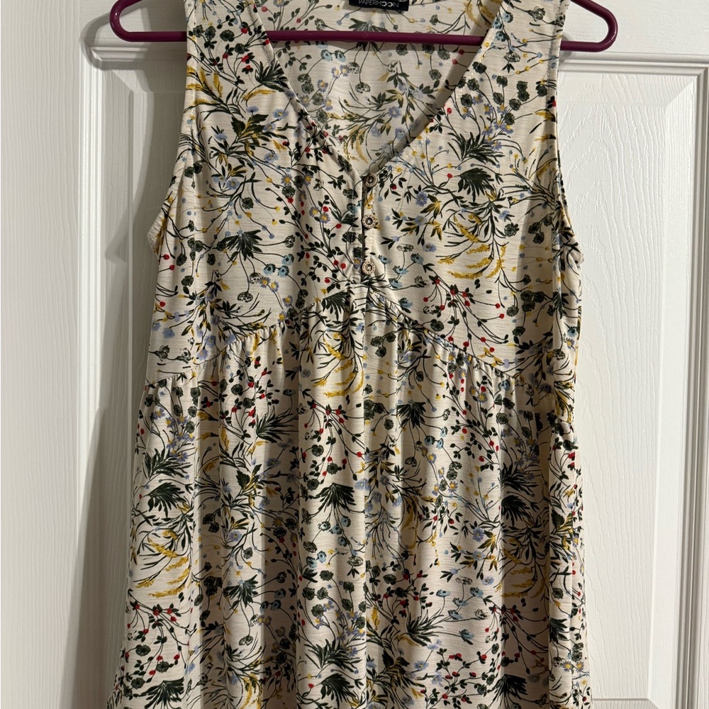 Paper moon Floral Sleeveless Top - Cream and Green